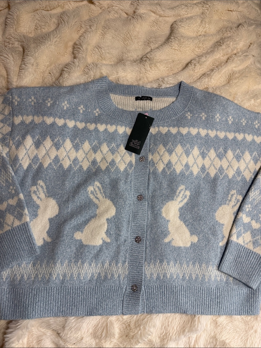 NWT NEW Wild Fable BUNNY CARDIGAN Sweater 1x XXL